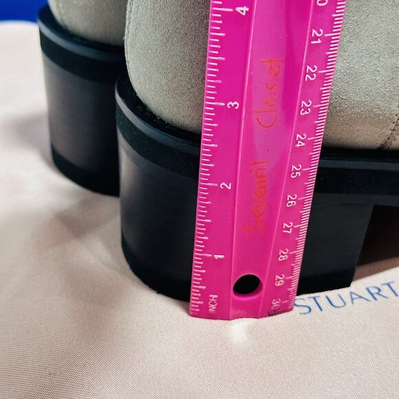 Stuart Weitzman Boulevard Moto Suede Bootie Topo Taupe Size 9 NWB $690 - Picture 10 of 16